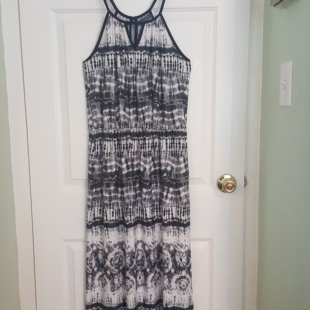 Suzy Shier maxi dress black white M L sleeveless